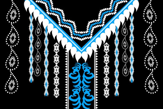 Geometric Ethnic oriental pattern traditional .Floral necklace embroidery design for fashion women.background,wallpaper,clothing and wrapping. vector