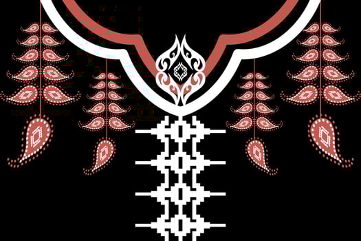 Geometric Ethnic oriental pattern traditional .Floral necklace embroidery design for fashion women.background,wallpaper,clothing and wrapping. vector
