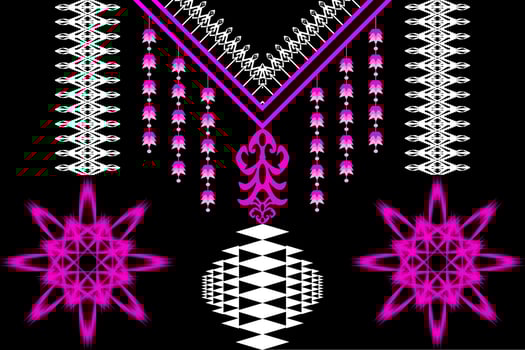 Geometric Ethnic oriental pattern traditional .Floral necklace embroidery design for fashion women.background,wallpaper,clothing and wrapping. vector