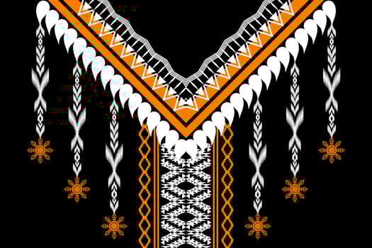 Geometric Ethnic oriental pattern traditional .Floral necklace embroidery design for fashion women.background,wallpaper,clothing and wrapping. vector