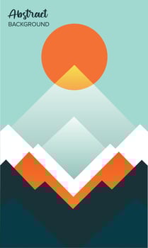 Abstract sun and mountain landscape. vector