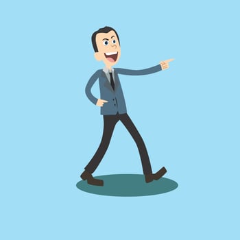 Illustration character Professional workers Businessman emotions walk to angry vector