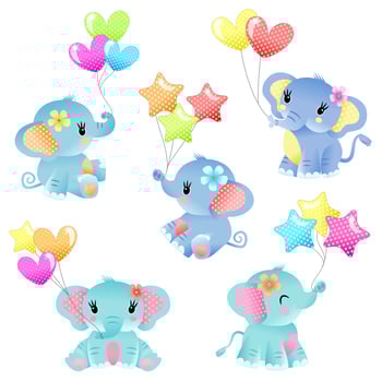 Adorable Baby Shower Balloon Elephant Set vector