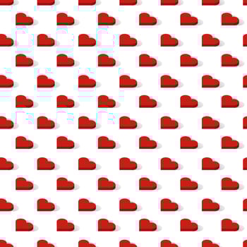 Isometric red hearts love signs seamless vector pattern