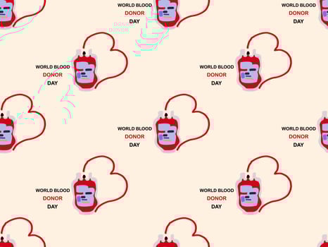 Blood donor day  seamless pattern on yellow background. vector
