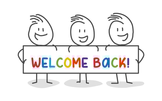Stick figures. Welcome back. vector