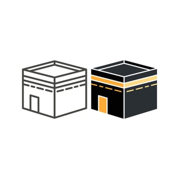 Kabah, holy kaaba in mecca saudi arabia. Vector outline icon illustration