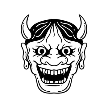 hand drawn devil face vintage doodle illustration for tattoo stickers poster etc vector