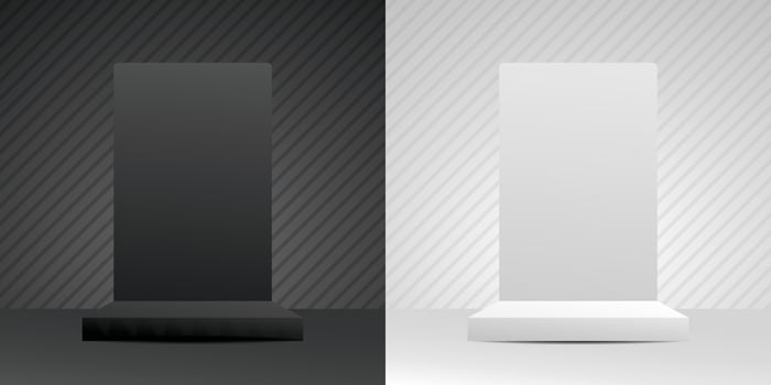 black and white minimal urban style product shelf 3d illustration vector