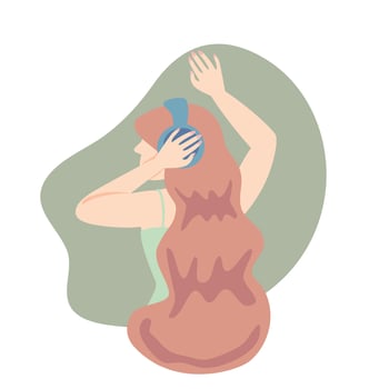 vector woman listening to music fun and joyful