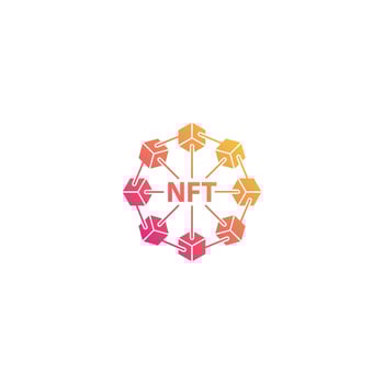 NFT  non-fungible token with network. Vector icon template