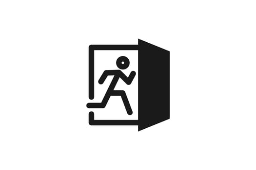 Exit icon. Exit sign vector illustration isolated on white background. Exit way sign for people. Warning sign board. Fit for template a signboard or sticker in public places