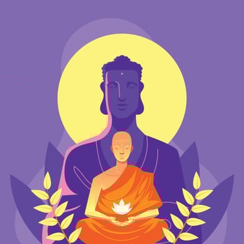 Praying Monk in The Budha Temple vector
