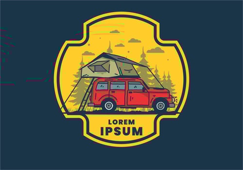 Camping on the roof of the car illustration vector