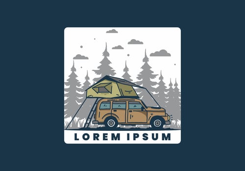 Camping on the roof of the car illustration vector
