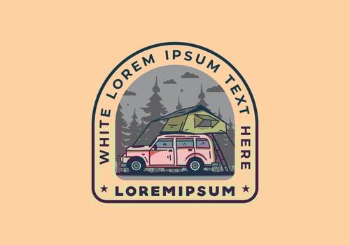Camping on the roof of the car illustration vector