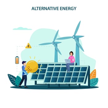 Alternative energy Vector illustration. Idea of ecology frinedly power, green city energy app