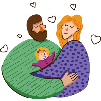 A traditional family with a child, together, with a pet. Love is love. png