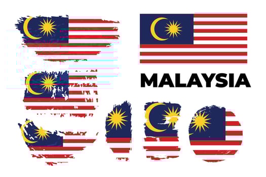 Vector Illustration Malaysia flag with brush stroke background. Vector illustration