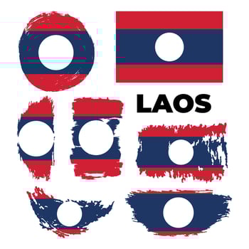 Flag of Laos with brush stroke effect. Laos flag template design. Vector Eps 10. Vector illustration