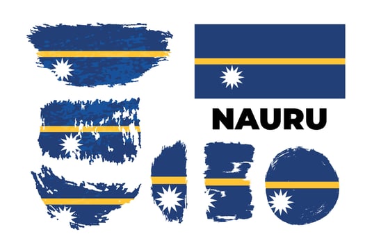 Brush painted grunge flag of Nauru country. Independence day of Nauru. Abstract elegant painted grunge brush flag background. Vector illustration