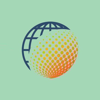 Separated Dotes 3D Logo Design with world icon vector
