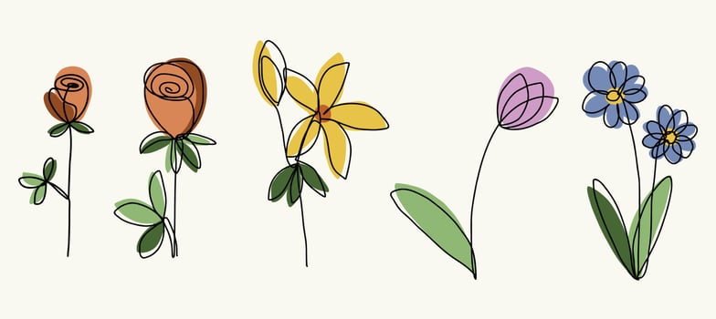 Simplicity flower freehand continuous line drawing flat design. vector