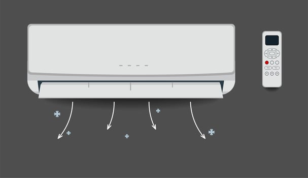White air conditioner isolated Heating ventilation and air conditioning Vector illustration in flat