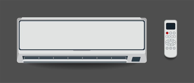 White air conditioner isolated Heating ventilation and air conditioning Vector illustration in flat