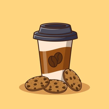 Cartoon a cup of coffee and biscuits,vector cartoon illustration,cartoon clipart vector
