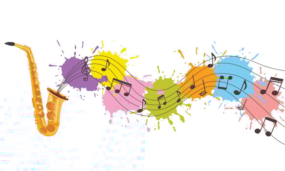 Classic saxophone with music notes illustration vector