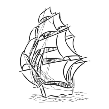 sailing ship vector sketch