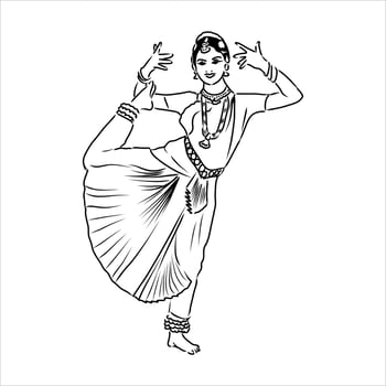 indian dance vector sketch