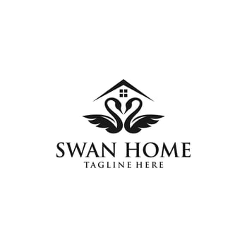 Swan home logo vector graphic abstract