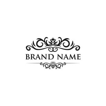 Vintage emblem. Calligraphy logotype template with trident. Sign for Restaurant, Royalty, Jewelry, Boutique, Cafe, Hotel. Vector illustration