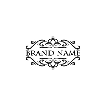 Vintage emblem. Calligraphy logotype template with trident. Sign for Restaurant, Royalty, Jewelry, Boutique, Cafe, Hotel. Vector illustration