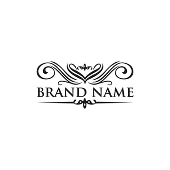Vintage emblem. Calligraphy logotype template with trident. Sign for Restaurant, Royalty, Jewelry, Boutique, Cafe, Hotel. Vector illustration