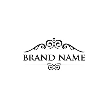 Vintage emblem. Calligraphy logotype template with trident. Sign for Restaurant, Royalty, Jewelry, Boutique, Cafe, Hotel. Vector illustration