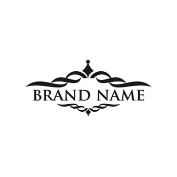 Vintage emblem. Calligraphy logotype template with trident. Sign for Restaurant, Royalty, Jewelry, Boutique, Cafe, Hotel. Vector illustration