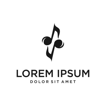 Vector illustration, Graphic Design Note web logotype. Abstract music logo icon vector design. Sound recording studio, night party. School of Music, disco, vocal course, composer, singer vector logo