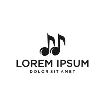 Vector illustration, Graphic Design Note web logotype. Abstract music logo icon vector design. Sound recording studio, night party. School of Music, disco, vocal course, composer, singer vector logo