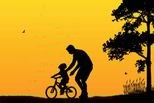 cute father and son silhouette graphic vector