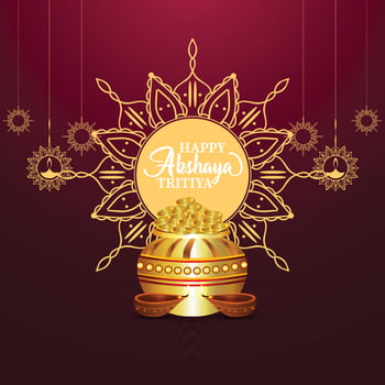 Happy akshaya tritiya creative gold coin pot vector