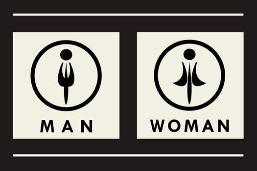Man and Woman icon in flat style. Toilet symbol for your web site design vector