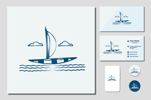 Traditional Sailboat from Asia Africa, Silhouette of Dhow logo design vector