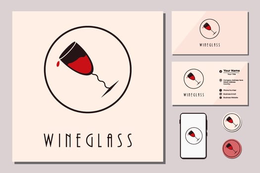 Wineglass on circle for Logo design inspiration vector