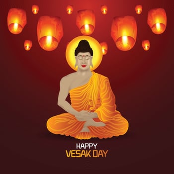 Happy vesak day celebration background vector