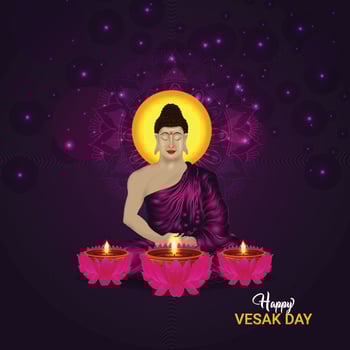 Creative design of happy vesak day banner vector
