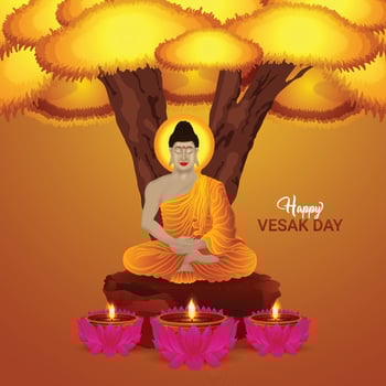 Creative design of happy vesak day banner vector