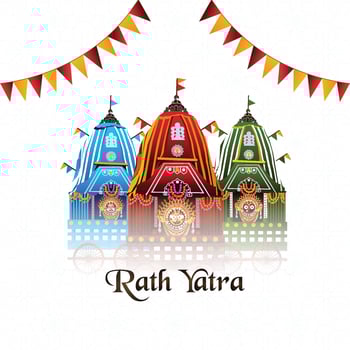 Happy rath yatra of lord jagannath balabhadra and subhadra festival vector